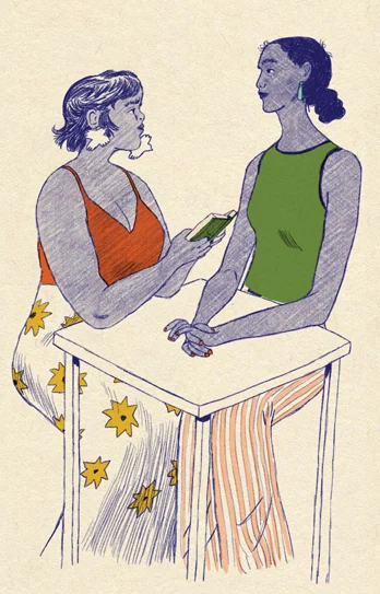 Members talking at a table